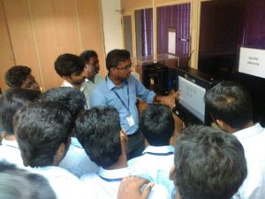 Mr.Vignesh Kumaar Training the students in Welding Simulator